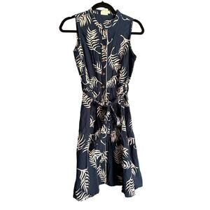 Mata Traders Woman's A Line Pocket Sleeveless Navy Floral Dress SM
